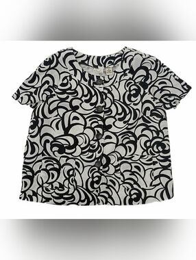 Kim Rogers Black & White Abstract Floral Jacket XL